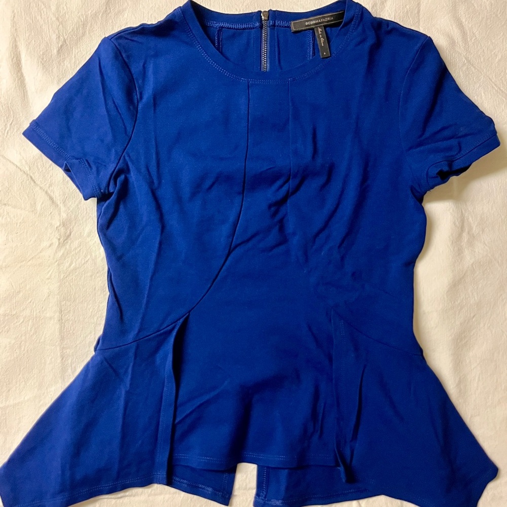 BCBG MaxAzria Royal Blue Peplum Tee – Size S